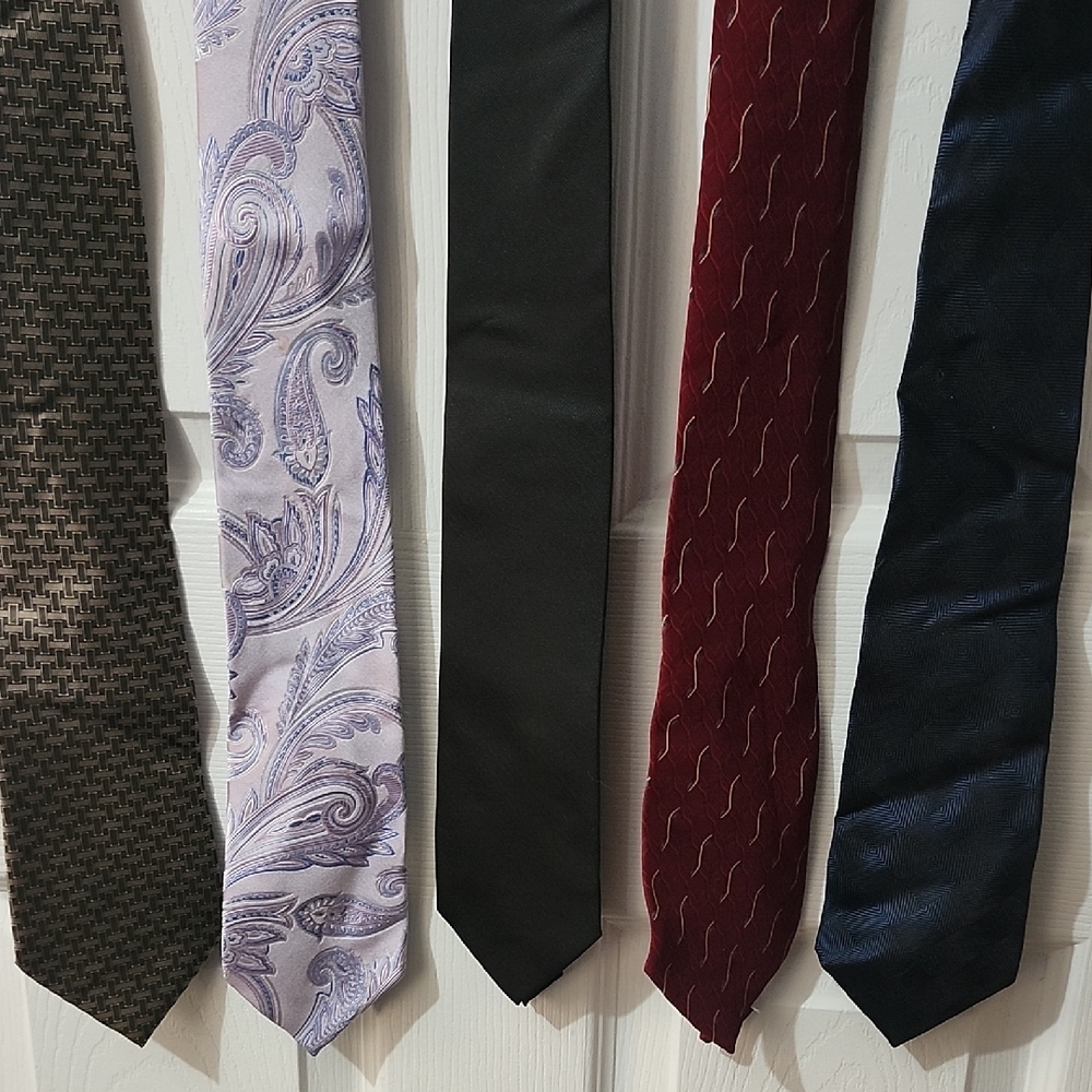 Elegant Men's Tie Collection - Black, Purple, Red, Blue